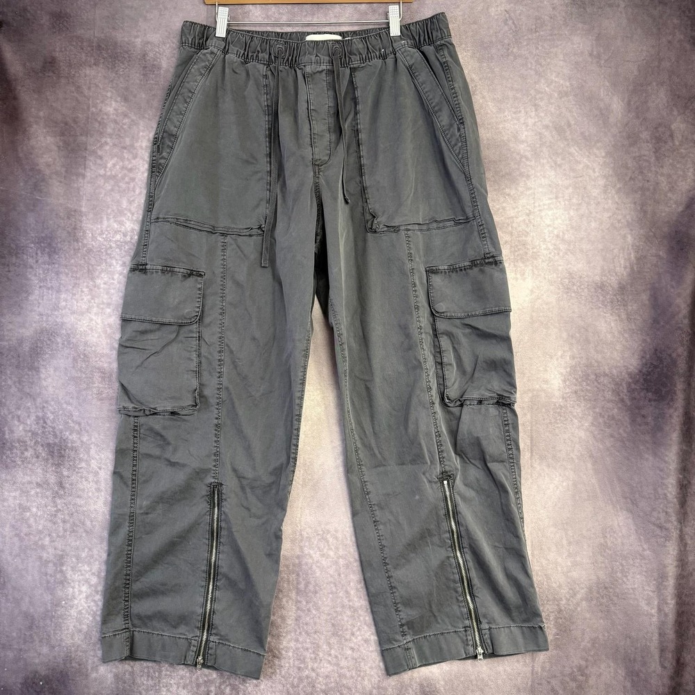 Abercrombie & Fitch Cargo Pants Mens 35x29 Gray Garment Dyed Zip Ankles